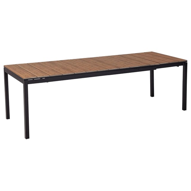 Beliani Gartentisch TOFANE Heller Holzfarbton Schwarz 198x90x77