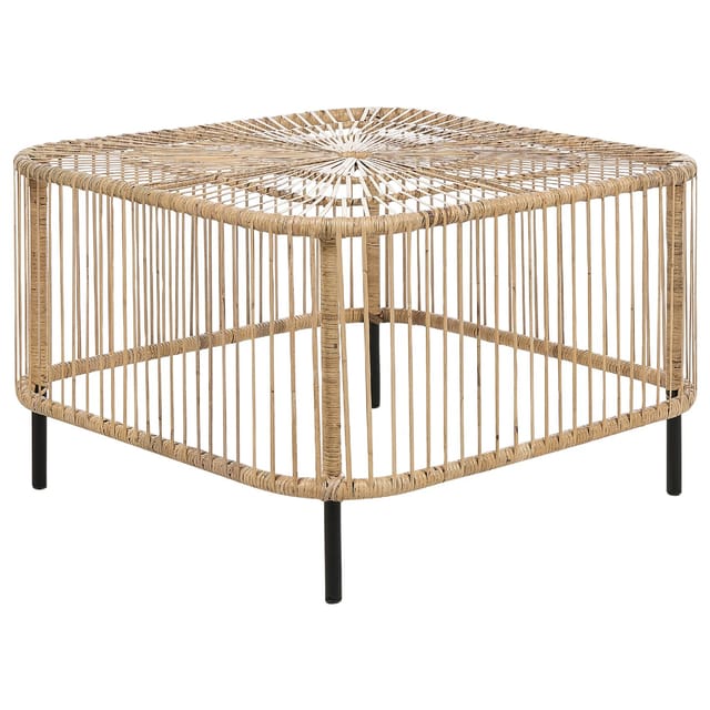 Beliani Couchtisch CESENATICO Naturfarben Schwarz 67x67x45
