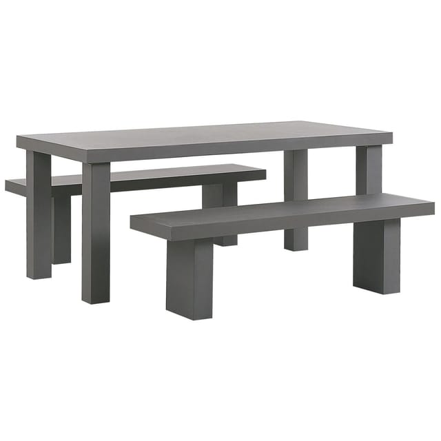 Beliani Gartentisch Set TARANTO Grau 90x180x76 145 kg