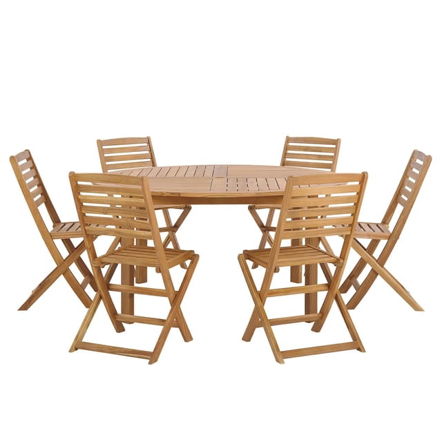 Beliani Gartentisch Set TOLVE Heller Holzfarbton 150x150x102