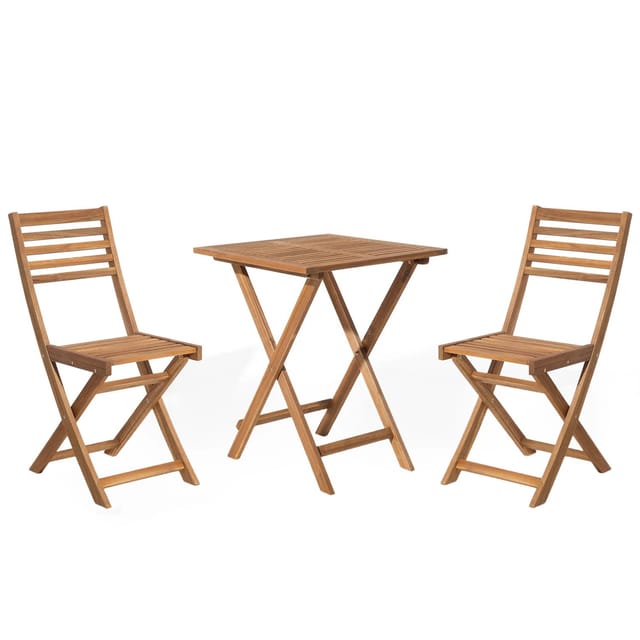 Beliani Bistro Set Heller Holzfarbton 60x60x84
