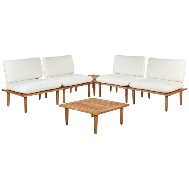 Beliani Modulares Gartenlounge Set FRASCATI Cremeweiß