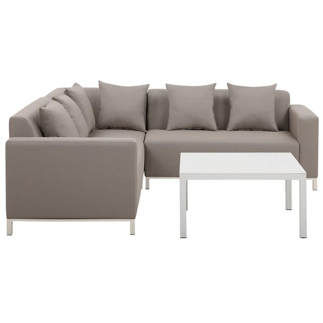Beliani Rechtsseitig Lounge Set BELIZE Taupe 223x223x75