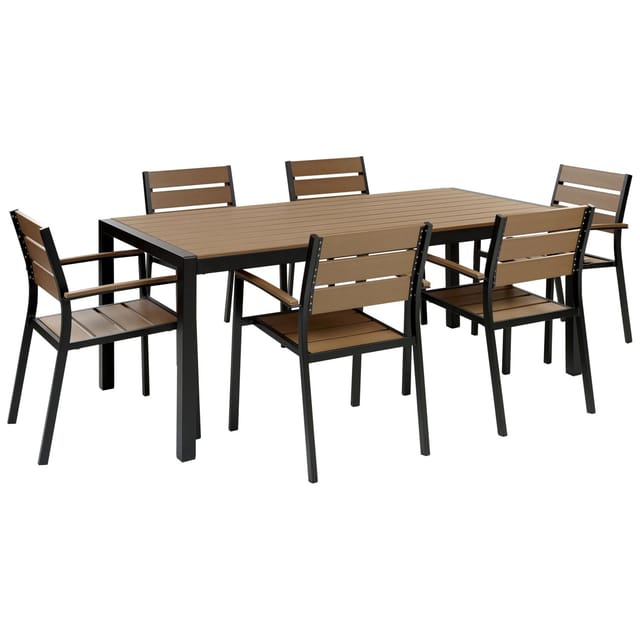 Beliani Gartentisch Set VERNIO Heller Holzfarbton Schwarz