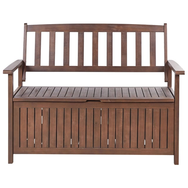Beliani Gartenbank SOVANA Dunkler Holzfarbton 60x120x91