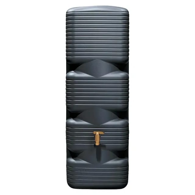 4rain Regentonne Quadro 170, Graphite Grey mit Deckel und Auslaufhahn