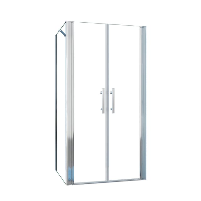 AICA Doppeltür Eckdusche 90x90x195cm Eckig-kabine Duschabtrennung Pendeltür Duschtür 6mm NANO Glas Ohne Duschtasse