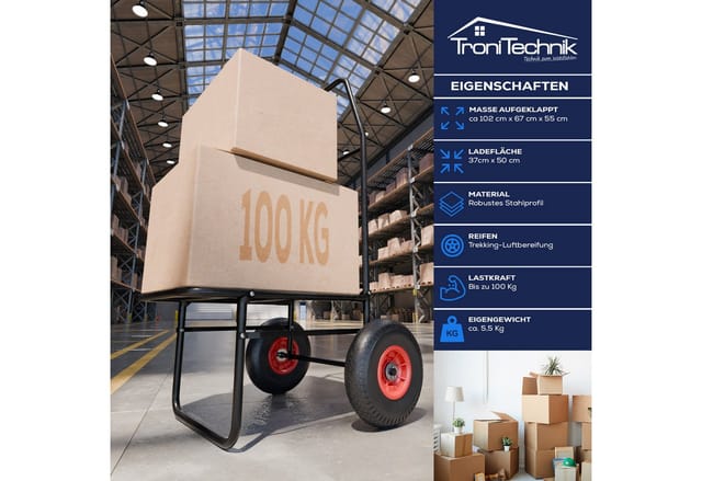 Tronitechnik Anglerkarre Luftbereifung Transportwagen Sackkarre Klappbar