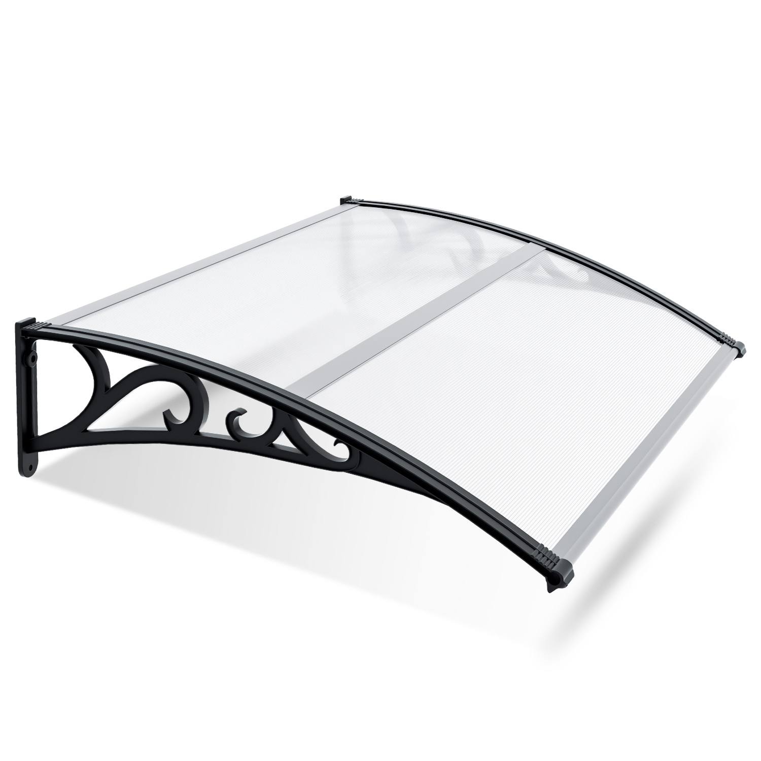 Jiubiaz Türvordach 150 X 100 Cm, Transparenter Regenschutz Mit Polycarbonatdach Und Abs-haltern