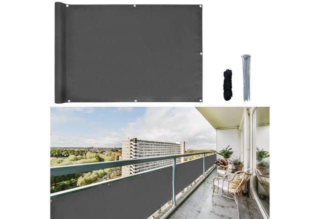 CCLIFE Balkon Sichtschutz Wetterfest Blickdicht 75x500cm Grau