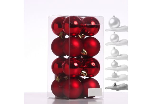 Marelida Christbaumkugeln Weihnachtskugeln Christbaumschmuck Kunststoff 4cm Rot 16St