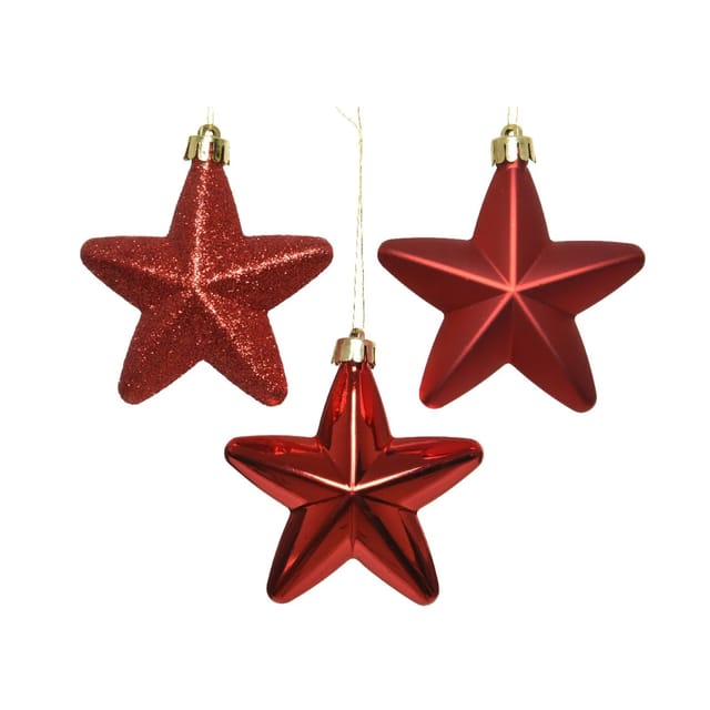 Marelida Christbaumschmuck Sterne Weihnachtsbaumschmuck Bruchfest Rot 6St Kunststoff