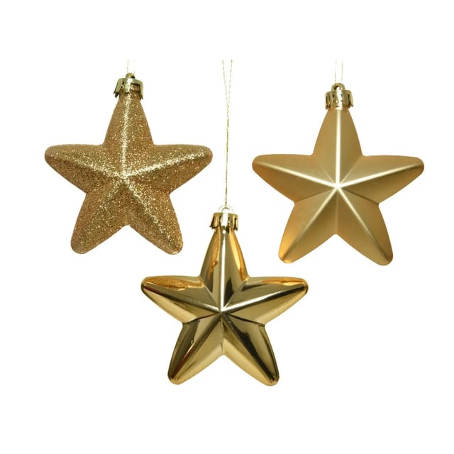 Marelida Christbaumschmuck Sterne Weihnachtsbaumschmuck Bruchfest Gold 6St Kunststoff
