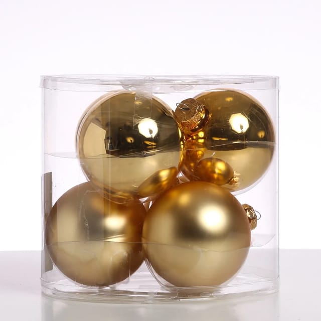 Marelida Christbaumkugeln Weihnachtskugel Baumschmuck Glas 8cm Glänzend Matt Gold 6er Set