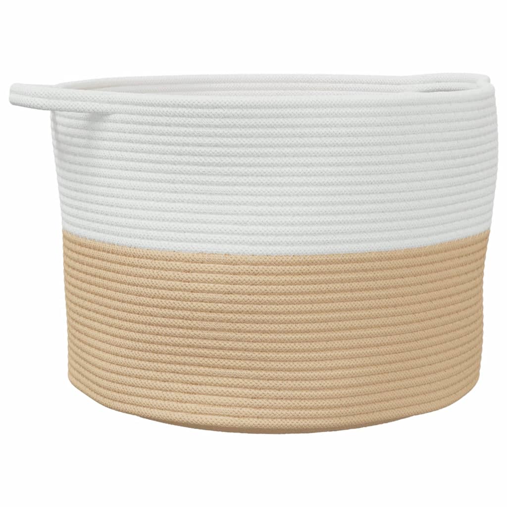 Maison Exclusive - Wäschekorb Beige Und Weiß Ø55x36 Cm Baumwolle