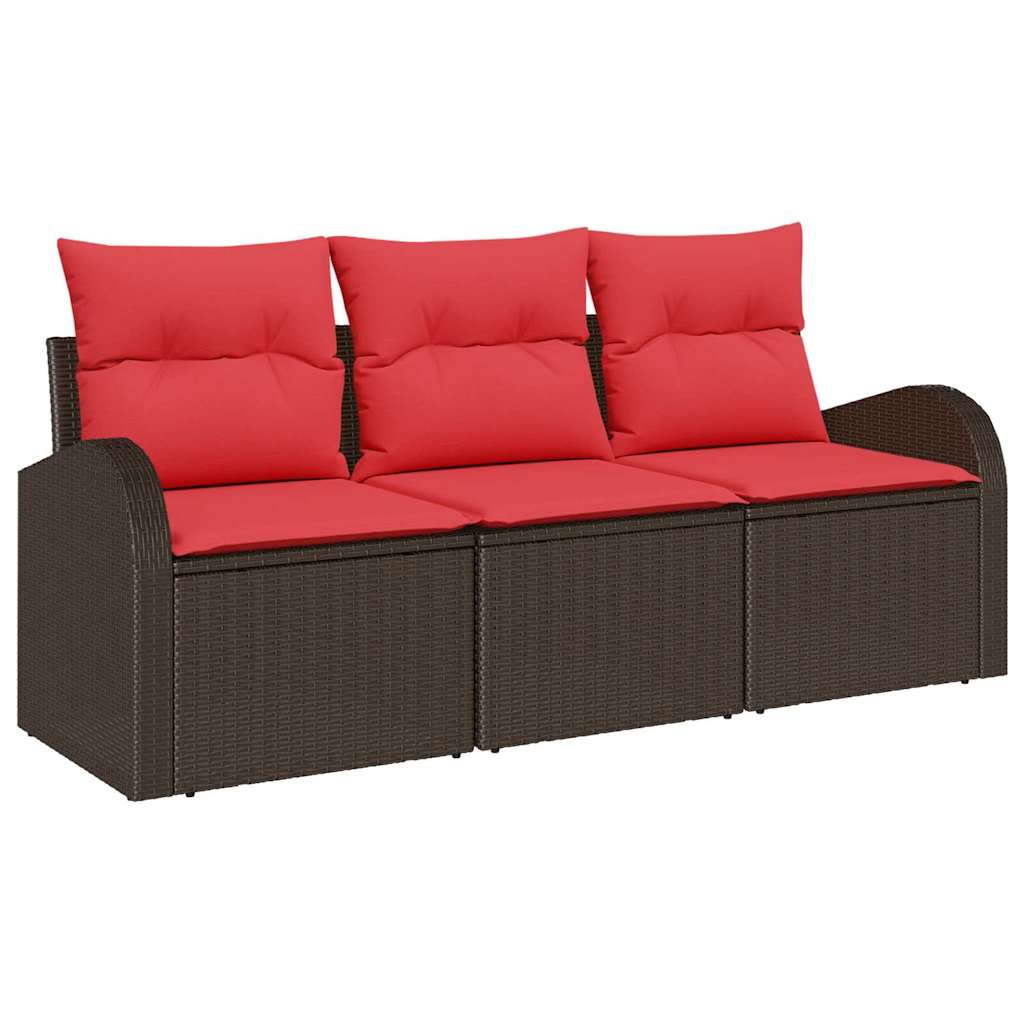 Maison Exclusive - Garten-sofa-set 3 Stk. Braun Und Rot Poly Ratt