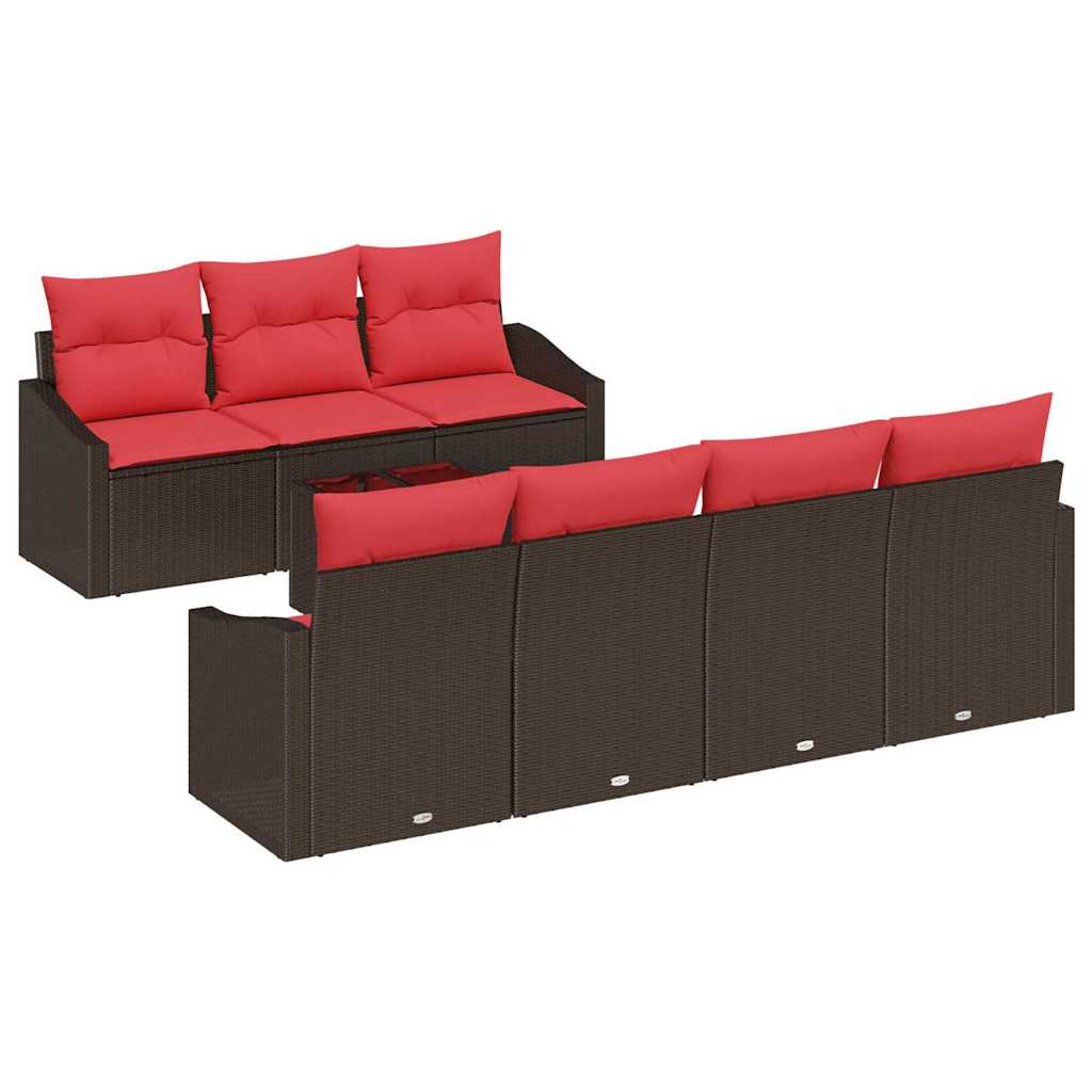 Maison Exclusive - Sofa Set 8 Stk. 3-sitzanzahl Braun Und Rot Pol