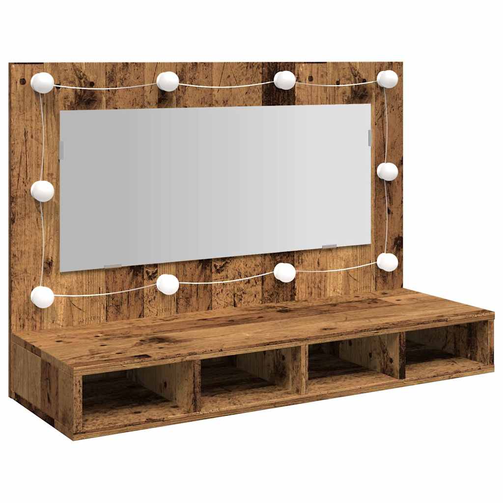 Maison Exclusive - Spiegelschrank Mit Led Altholz 90x31,5x62 Cm