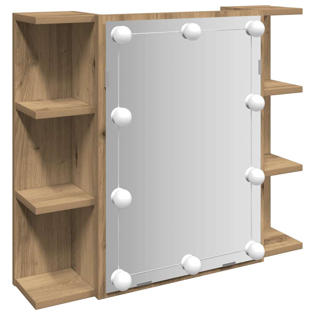 Maison Exclusive - Spiegelschrank Mit Led Artisan Eichen-optik 70