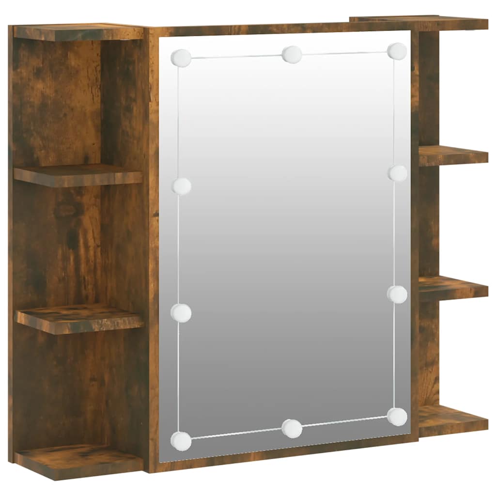 Maison Exclusive - Spiegelschrank Mit Led Räuchereiche 70x16,5x60