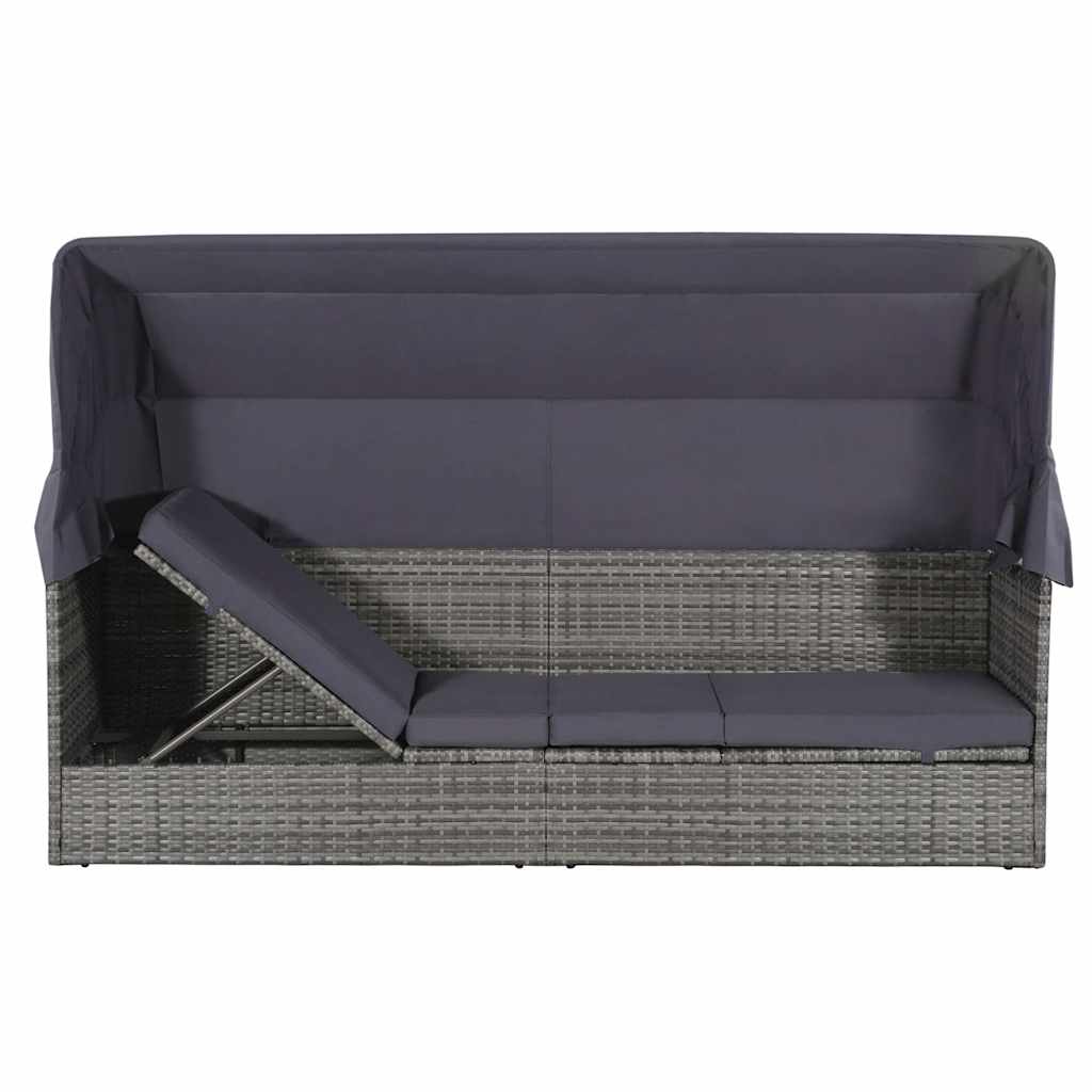 Maison Exclusive - Gartenbett Mit Baldachin Grau 205×62 Cm Poly R