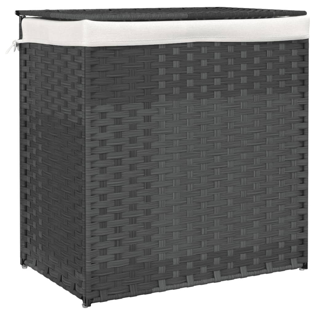 Maison Exclusive - Wäschekorb Mit 2 Fächern Grau 53x35x57 Cm Poly