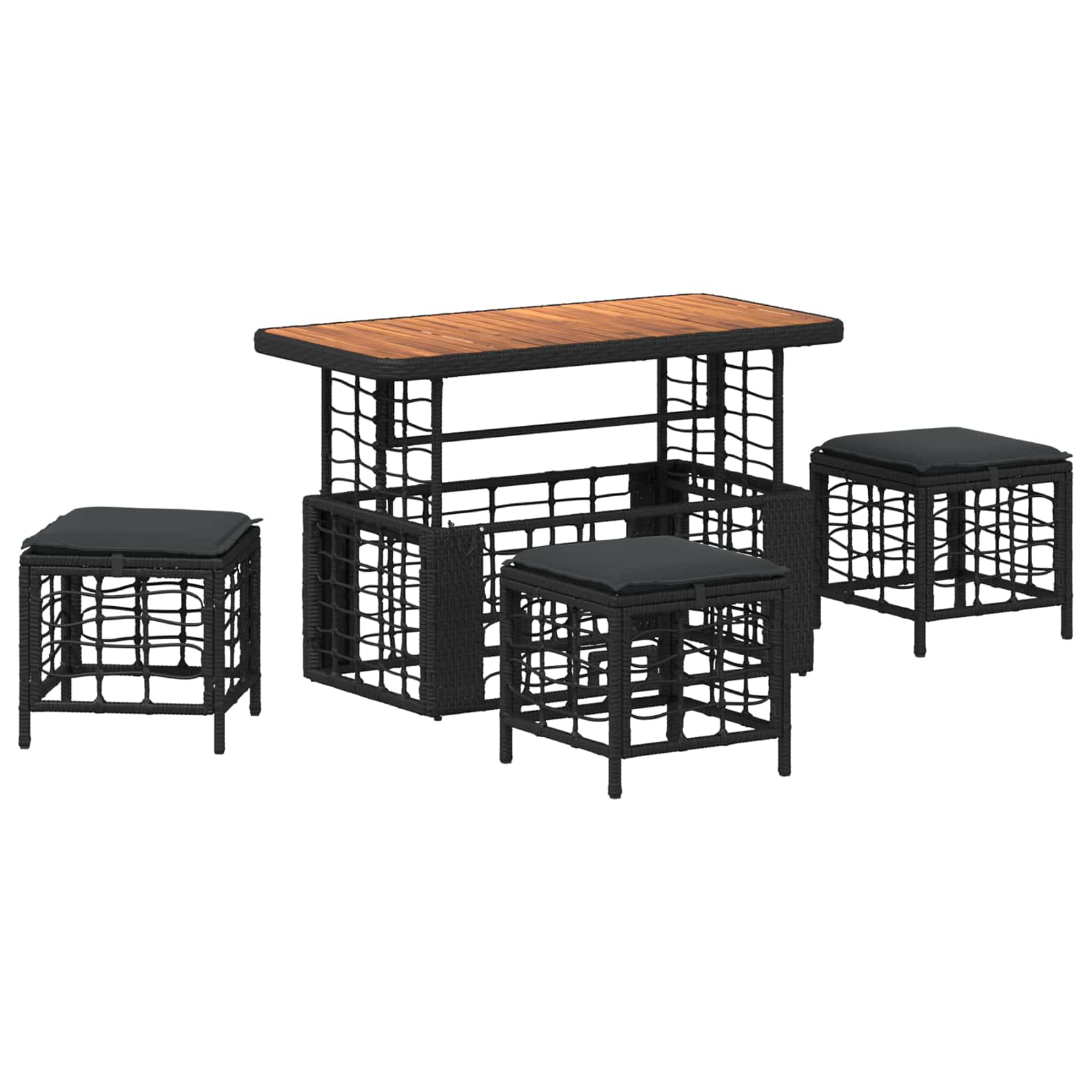 Maison Exclusive - Garten Essgruppe 4 Stk. Schwarz Und Grau
