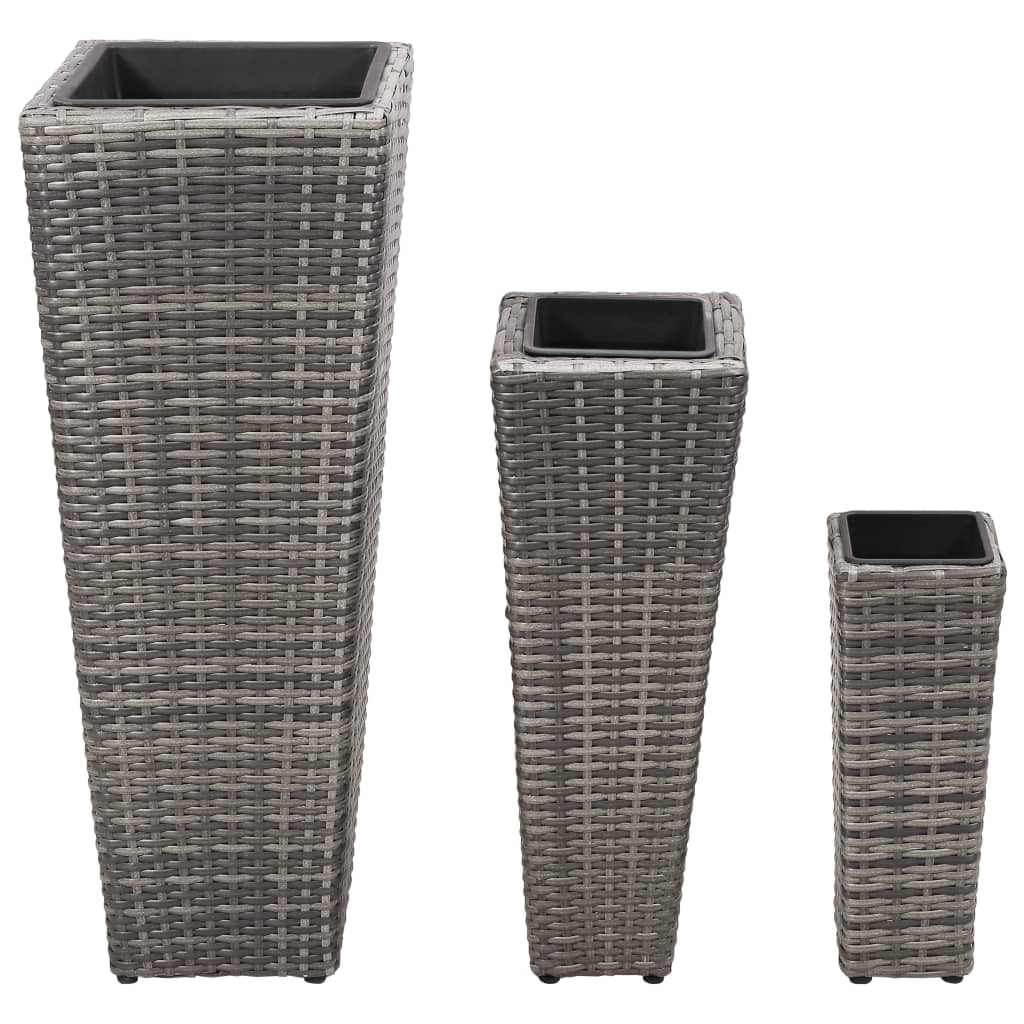 Maison Exclusive - Garten-hochbeet 3-tlg. Poly Rattan Grau