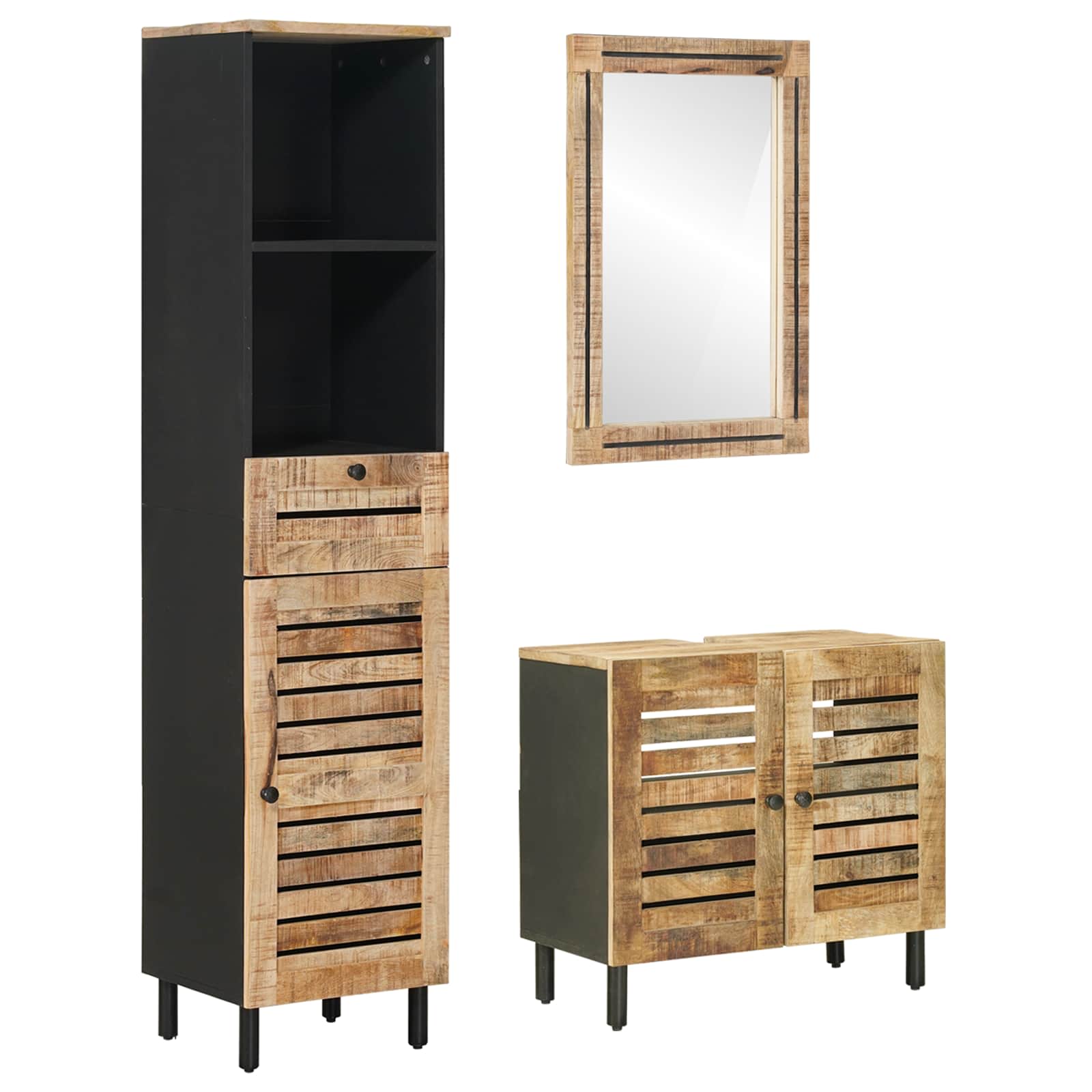 Maison Exclusive - Badezimmerschrank-set 3 Stk. Natur 38 X 33 X 1