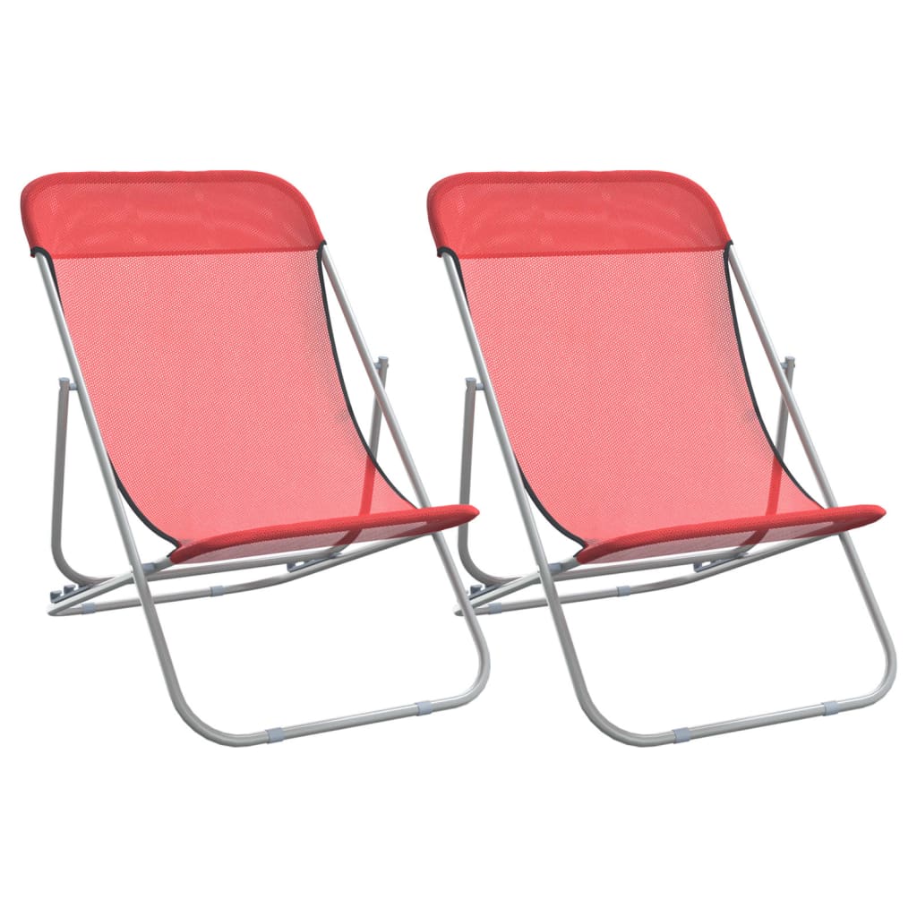Maison Exclusive - Strandstühle 2 Stk. Rot Textilene & Pulverbesc