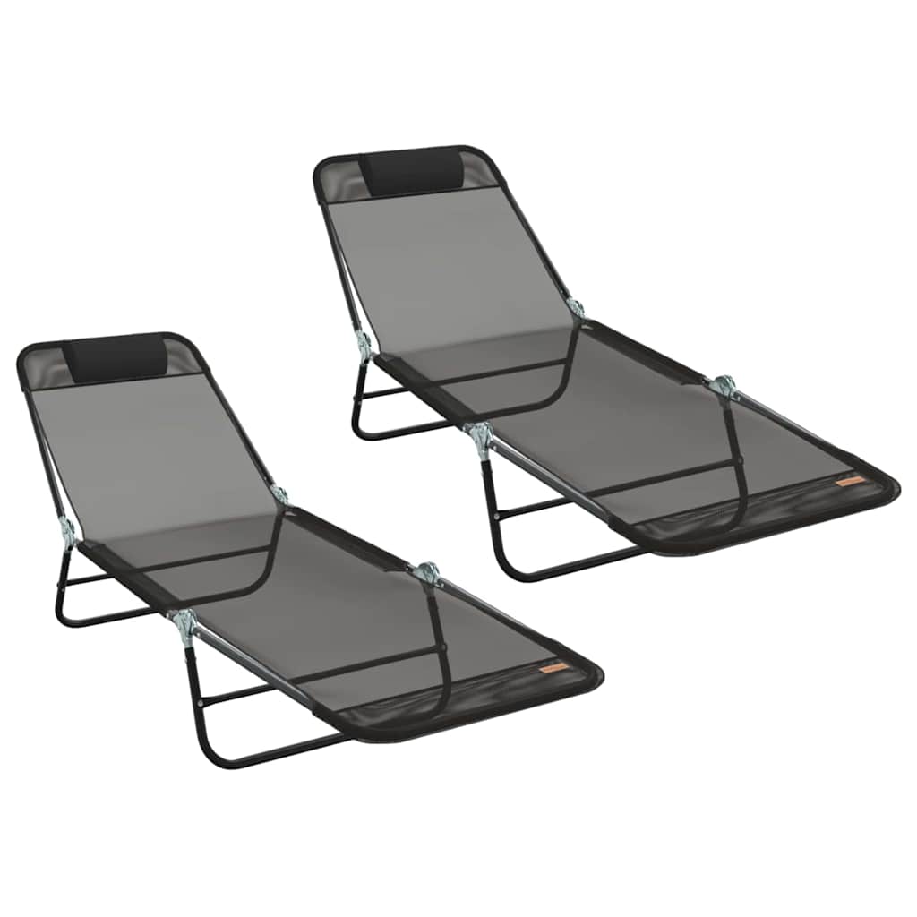 Maison Exclusive - Klappbare Sonnenliege 2 Stk. Textilene Schwarz
