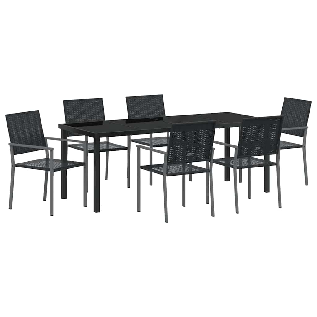 Maison Exclusive - Garten Essgruppe 7 Stk. Schwarz Pe-rattan