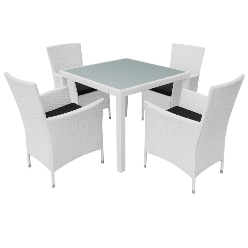Maison Exclusive - 5-tlg. Garten-essgruppe Poly Rattan Cremeweiß