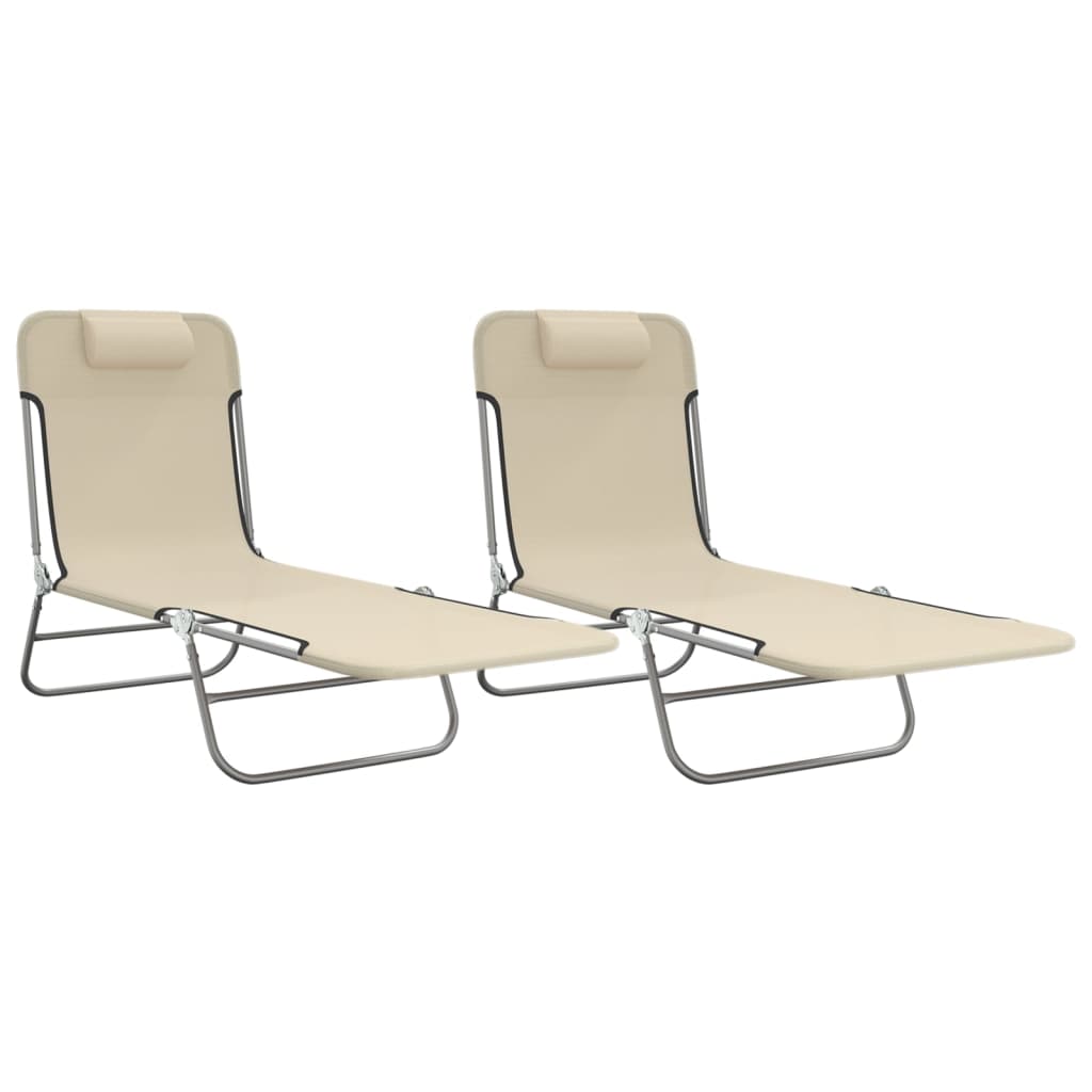 Maison Exclusive - Sonnenliegen Klappbar 2 Stk. Creme Textilene U
