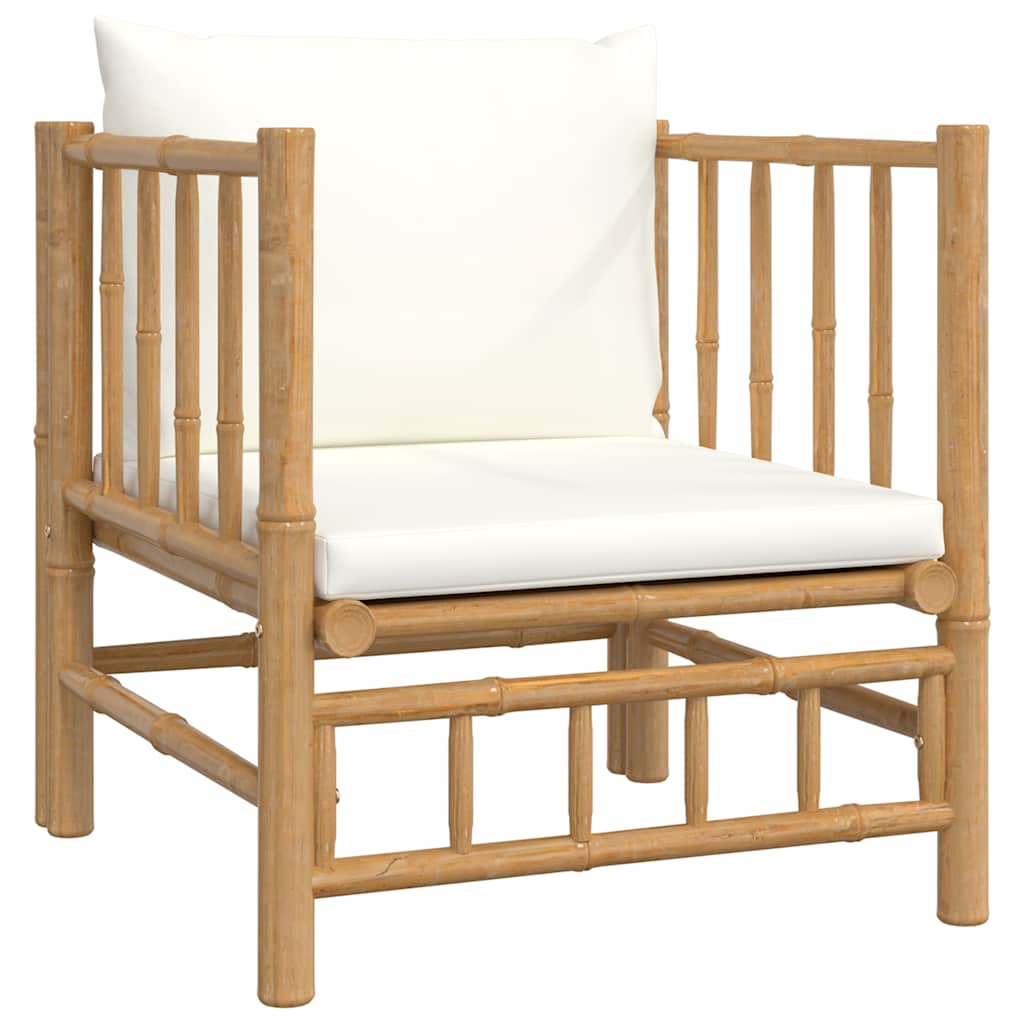 Maison Exclusive - Gartensessel Mit Cremeweißen Kissen Bambus