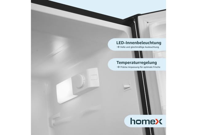 homeX Kühlschrank Mit Gefrierfach Kühl-Gefrierkombination Freistehend 173 Liter Nutzinhalt CFS1110-B Schwarz