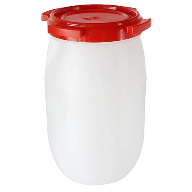 PROREGAL Mehrzweckfass aus Kunststoff mit Rotem Deckel 60L