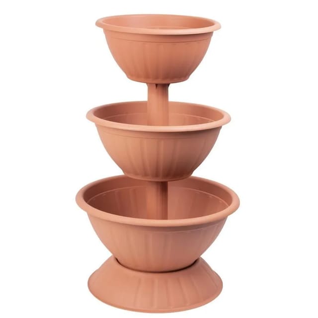 PROREGAL Blumentopf Pyramide Dreistöckige 86cm Terrakotta
