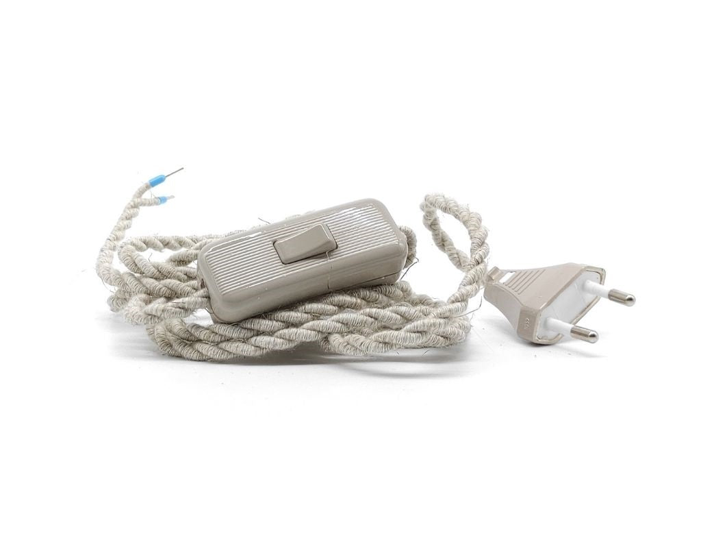 Twisted-kabel Mit Schalter Und Stecker Leinenfarben