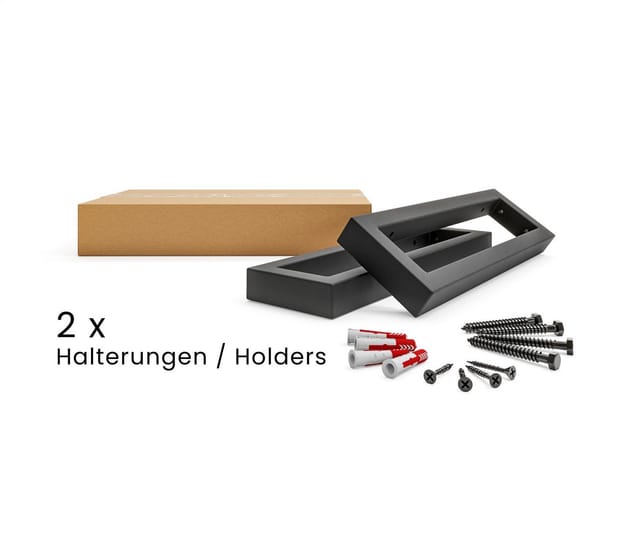 HEVVA Waschtischhalterung RHEIN 10 cm Hoch 20 cm Tief 2er Set Schwarz