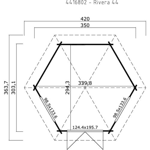 Lasita Pavillon Rivera 44 Natur/Unbehandelt 350 cm x 303,1 cm