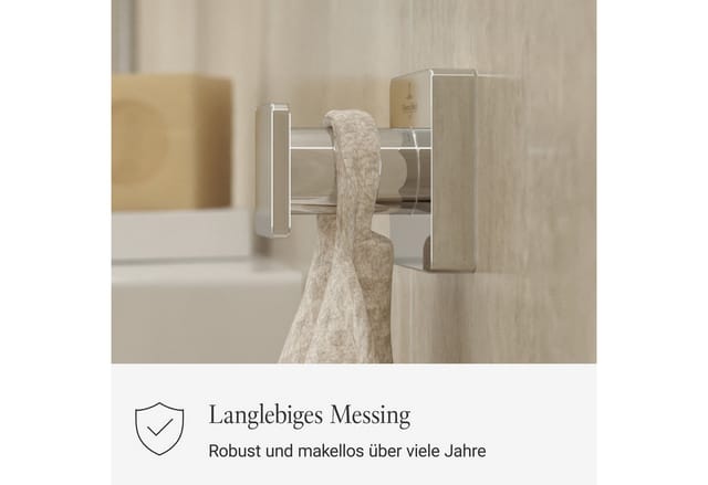 Villeroy & Boch Elements Striking Handtuchhaken Handtuchhalter für Wandmontage Wandhaken Messing Zubehör Bad Eckig Chrom