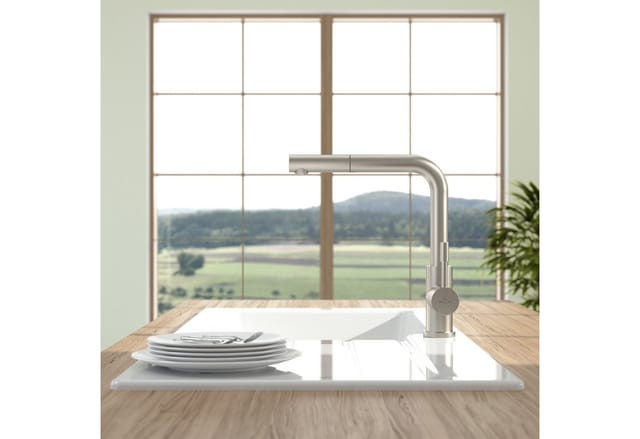 Villeroy & Boch Küchenarmatur Steel Shower Hochdruck-Armatur Ausziehbare Brause Wassersparend Edelstahl Massiv