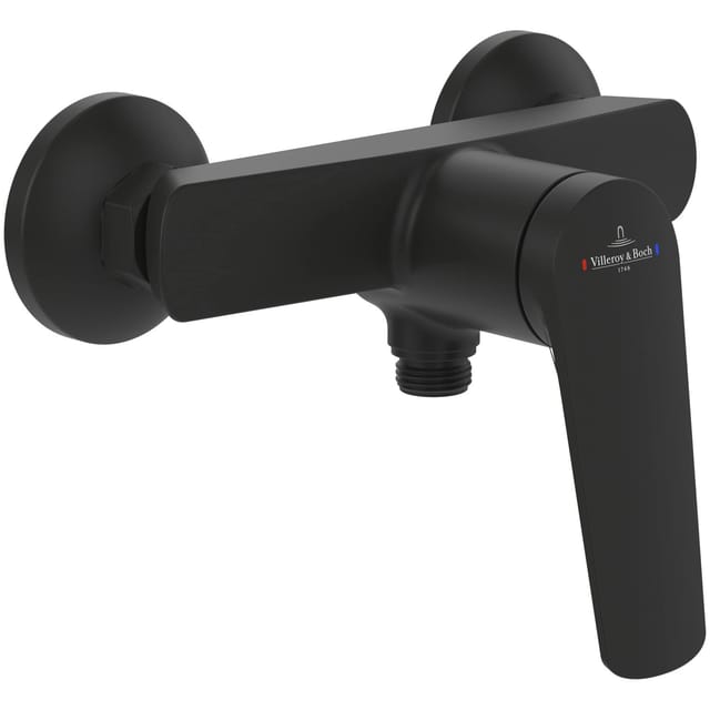 Villeroy & Boch Oasis Duscharmatur Einhebel-Mischbatterie mit Rückflussschutz & Kartusche Aufputzmontage Rund Matt Black
