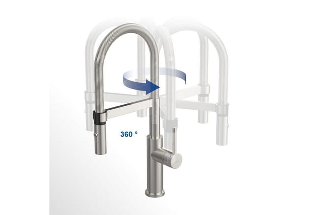 Villeroy & Boch Küchenarmatur Steel Expert Compact Hochdruck Armatur Umschaltfunktion Wassersparend Edelstahl Massiv