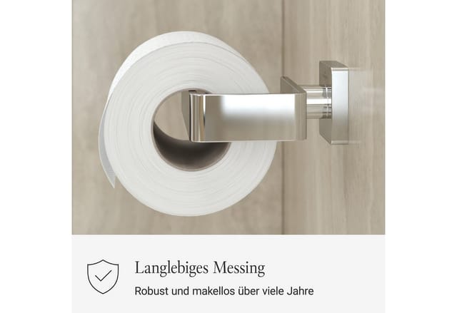 Villeroy & Boch Elements Striking Toilettenpapierhalter Ohne Deckel Wandmontage Eckiger WC-Papierhalter Messing Chrom