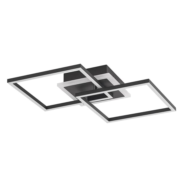 Lindby LED Deckenleuchte Fjardo 8032345 Dimmbar mit Leselampe Modern in Schwarz aus Aluminium 1-flammig Wohnzimmerleuchte