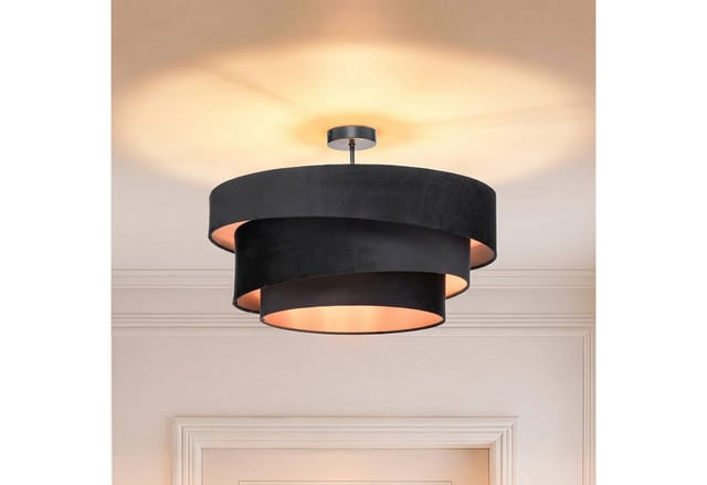 Lindby Deckenlampe Jusari 9639633 Modern in Schwarz aus Textil 3-flammig E27 Wohnzimmerleuchte