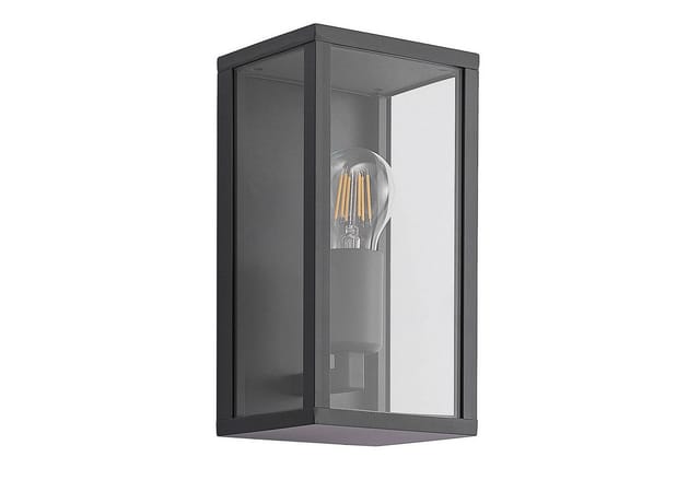 Lindby Wandleuchte Außen Peldar 9926023 Spritzwassergeschützt Modern in Schwarz aus Aluminium 1-flammig E27