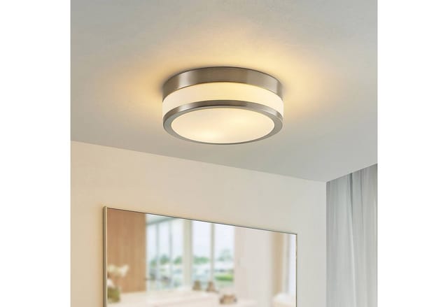 Lindby Deckenlampe Flavi 9620634 Spritzwassergeschützt Modern in Alu aus Metall 2-flammig E27 Badezimmerleuchte